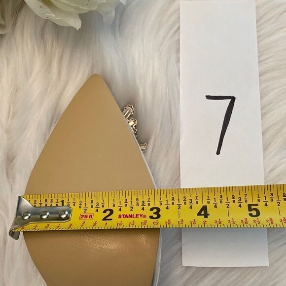 Vinyl Clear Silver Rhinestone Pointed Toe Kitten Heel Slingback Sandals Shoes - Picture 9 of 13